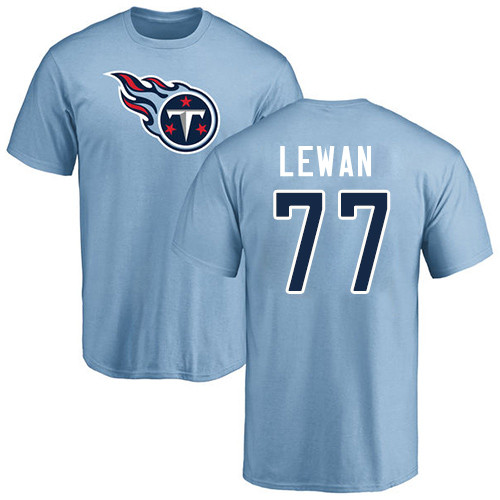Tennessee Titans Men Light Blue Taylor Lewan Name and Number Logo NFL Football #77 T Shirt
